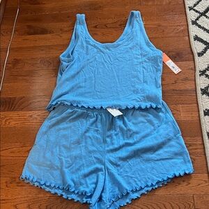 Blue Tank Top and Shorts Pajama Set